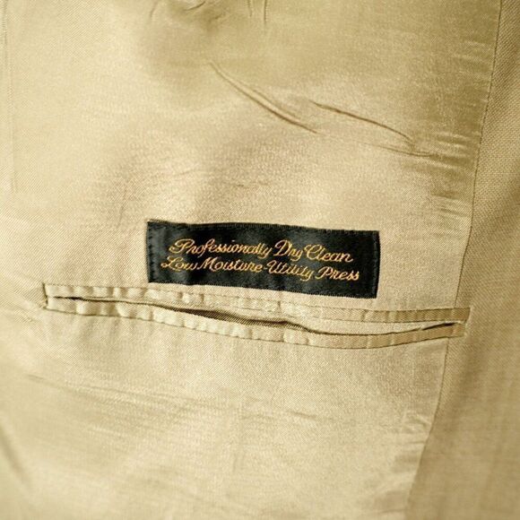 Jack Nicklaus Tournament Tan‎ Basket Weave Wool Tan 2 Gold Button Blazer 44L - Picture 10 of 13